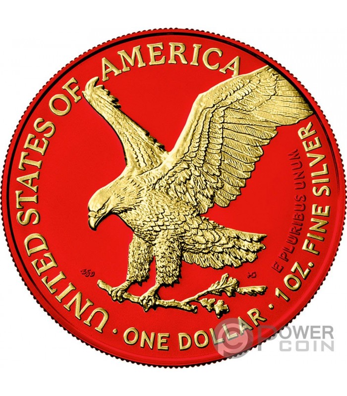 AMERICAN EAGLE Space Red Walking Liberty 1 Oz Silver Coin 1$ US 