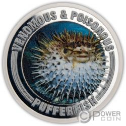 PUFFERFISH Kugelfisch Venomous and Poisonous ½ Oz Silber Münze 1$ Samoa 2022