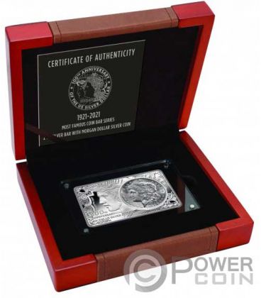 MORGAN 100th Anniversary 2 Oz Bar incl. 1 Oz Silver Coin 1$ USA