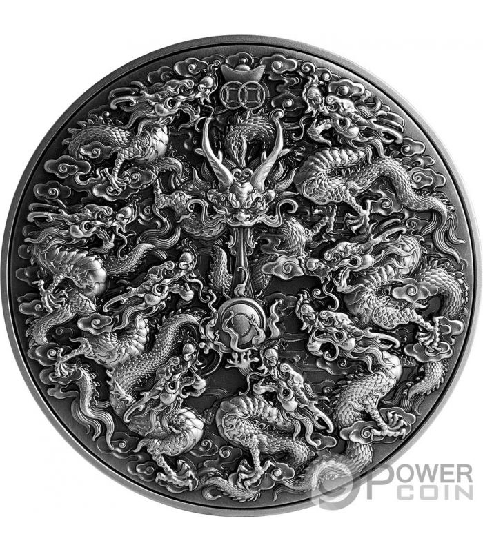 NINE SONS OF THE DRAGON KING 5 Oz Silver Coin 25$ Tokelau 2022