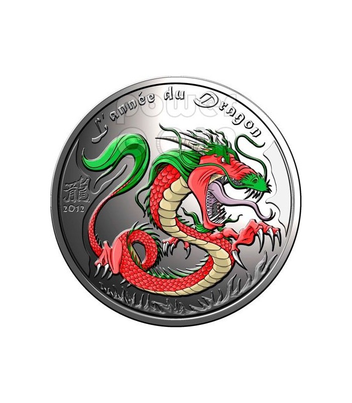 DRAGON Lunar Year Chinese Zodiac 0.5 Oz Silver Coin 500 Francs Benin 2012