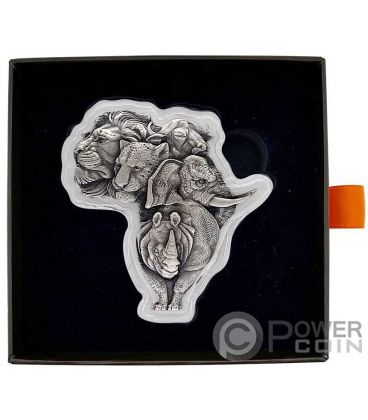 BIG FIVE AFRICA Shaped 1 Oz Silver Coin 5000 Francs Chad 2022