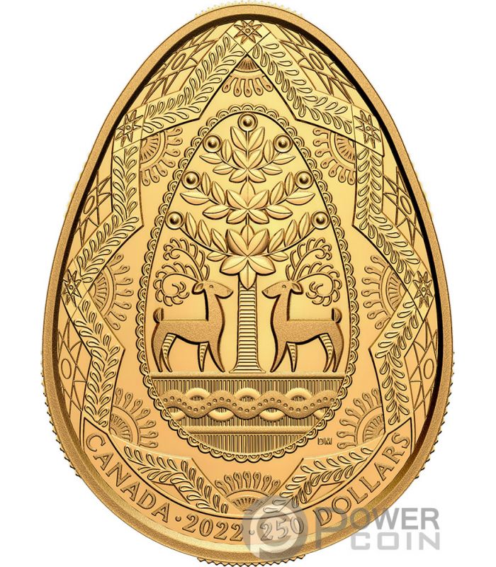 PYSANKA Egg Shape Gold Coin 250$ Canada 2022