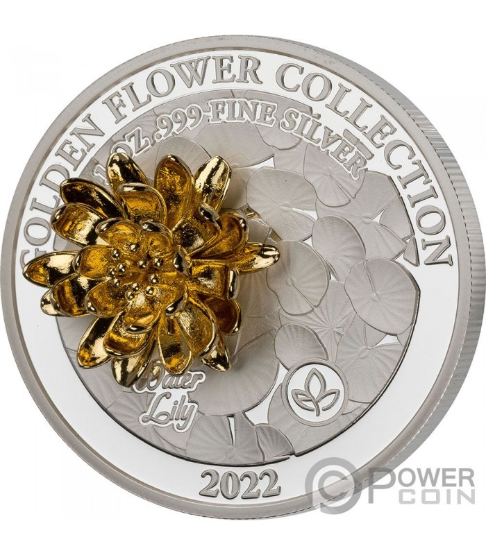 WATER LILY Golden Flower Collection 1 Oz Silver Coin 5 Samoa 2022