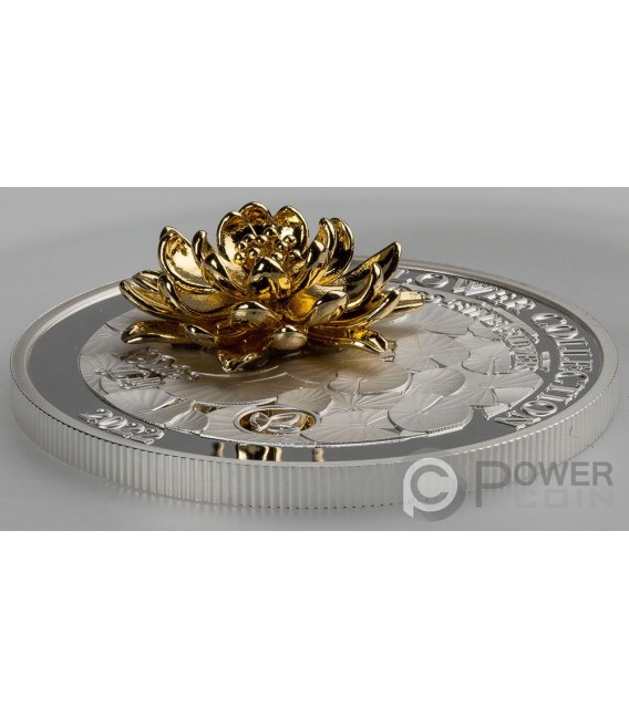 WATER LILY Golden Flower Collection 1 Oz Silver Coin 5$ Samoa 2022