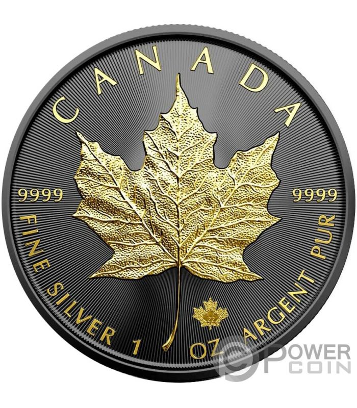 MAPLE LEAF Gold Black Empire 1 Oz Silver Coin 5$ Canada 2022