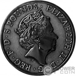 UNICORN QUEEN BEASTS Antique Finish 2 Oz Silver Coin 5£ United