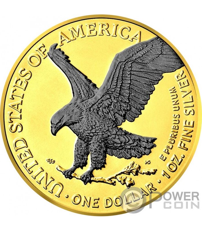 AMERICAN EAGLE Space Gold Edition 1 Oz Silver Coin 1$ USA 2022