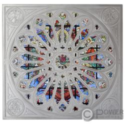 SAINT MARY OF THE FLOWER IN FLORENCE Rose Windows Collection Монета Серебро 15$ Соломоновы Острова 2022