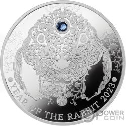 YEAR OF THE RABBIT Lunar Year 1/2 Oz Moneda Plata 2 Cedis Ghana 2023