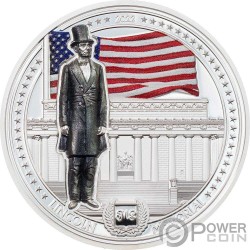 ABRAHAM LINCOLN by Miles Standish 1 Oz Silver Coin 5$ Cook Islands