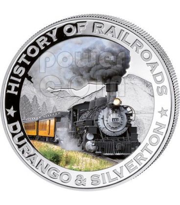 DURANGO SILVERTON USA Steam Locomotive Train Silver Coin 5$ Liberia 2011