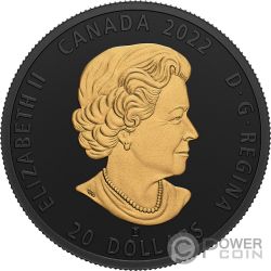 GREY WOLF Black and Gold Silver Coin 20$ Canada 2021