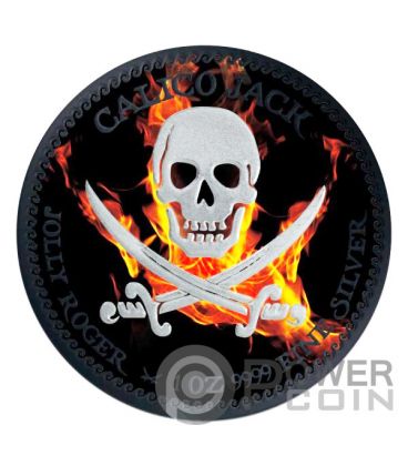 CALICO JACK Jolly Roger Burning Pirates 1 Oz Silver Coin 2$ Niue 2022