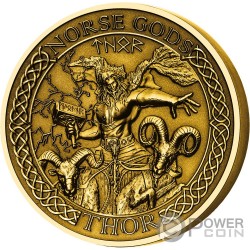 LOKI Norse Gods Gold Plating 2 Oz Silver Coin 1$ Cook Islands 2022