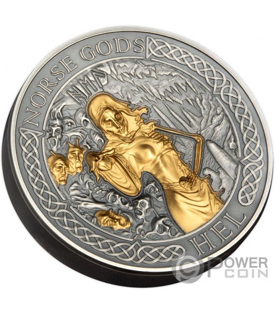 HEL Norse Gods Gold Plating 2 Oz Silver Coin 1 Cook Islands 2023