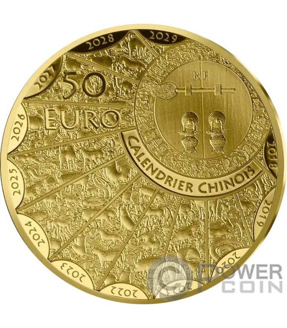 YEAR OF RABBIT Chinese Horoscope Gold Coin 50€ Euro France 2023 - Power