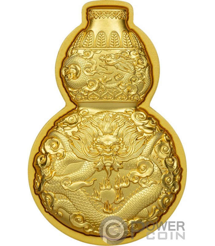 DRAGON HULU BOTTLE GOURD Gilded 1 Oz Silver Coin 5000 Francs Chad 2023