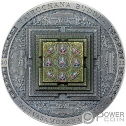 VAIROCHANA BUDDHA MANDALA Archeology Symbolism Colored 3 Oz Moneda Plata 2000 Togrog Mongolia 2022