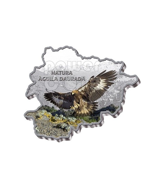 GOLDEN EAGLE Nature Treasure of Andorra Map Shaped Silver Coin 10D Andorra 2013