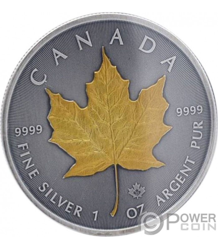MAPLE LEAF Gold Treasure Edition 1 Oz Silver Coin 5$ Canada 2022