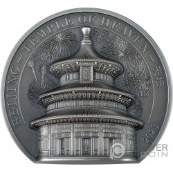 TEMPLE OF HEAVEN Beijing 5 Oz Silver Coin 25$ Cook Islands 2023