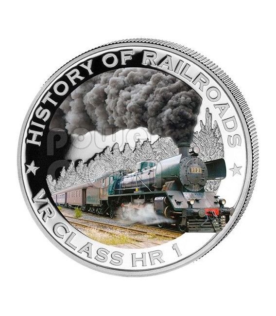 VR CLASS HR 1 History of Railroads Train Silver Coin 5$ Liberia 2011 ...