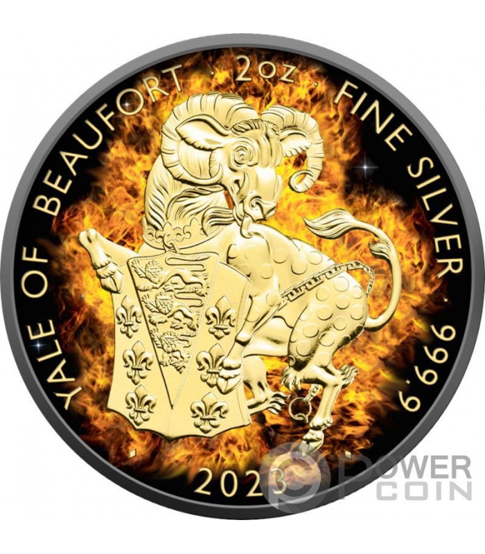 YALE OF BEAUFORT Burning Tudor Beasts 2 Oz Silver Coin 5£ United Kingdom  2023