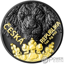 CZECH LION Black Beasts 1 Oz Monnaie Argent 2$ Niue 2023