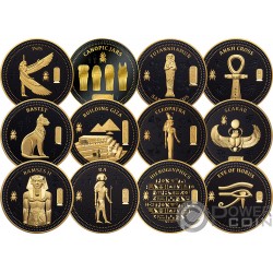 ANCIENT EGYPT II Set 12 Metall Münzen 50 Cents Solomon Islands 2023