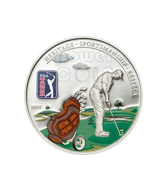 PGA TOUR GOLF BAG Official License Silver Coin 5 Cook Islands 2014