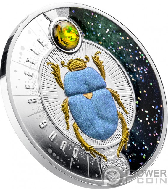 DUNG BEETLE Scarab Luck Silver Coin 2$ Niue 2022