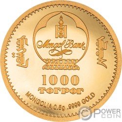 YEAR OF THE RABBIT Lunar Collection Gold Coin 1000 Togrog Mongolia