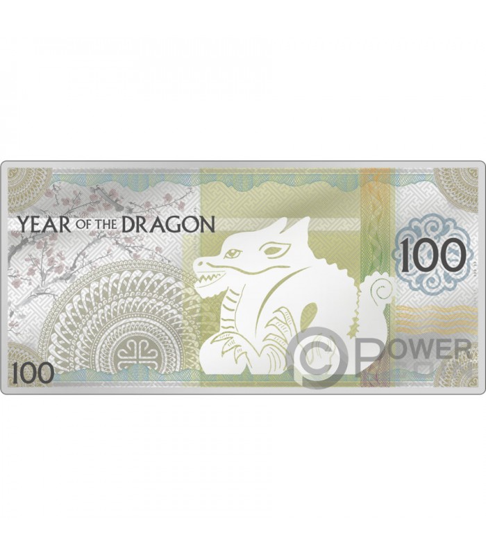 YEAR OF THE DRAGON Silver Note 100 Togrog Mongolia 2024