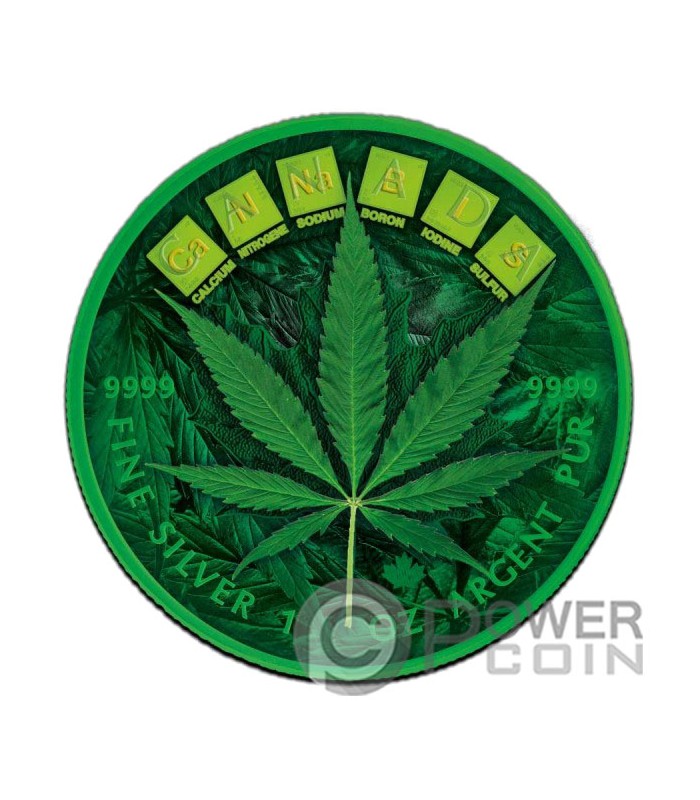 CANNABIS Maple Leaf Cyber Color 1 Oz Silver Coin 5 Canada 2022