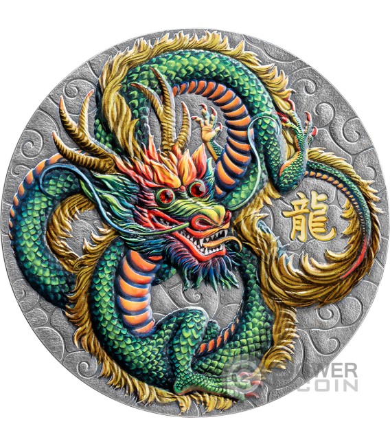 Power Of Green Dragon 5 Oz Silver Coin 10$ Niue 2024