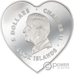 BUTTERFLY Brilliant Love Heart Silver Coin 5$ Cook Islands 2023