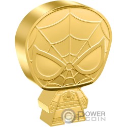 SPIDER MAN Chibi Gilded Marvel Peter Parker 1 Oz Moneda Plata 2$ Niue 2023