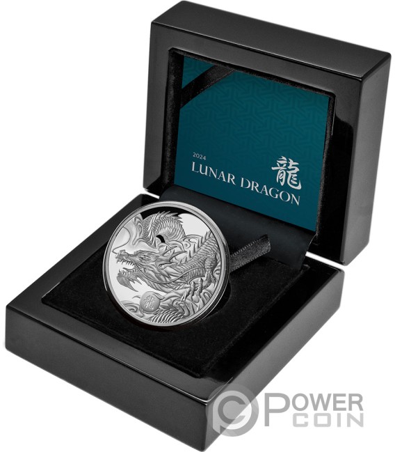 Pièce de 1 oz en argent pur – Année lunaire du Dragon – Tirage : 28 888  (2024) 