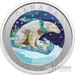 HOLIDAY SLEDDING Basemetal Coin 50 Cents Canada 2023