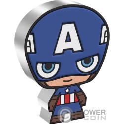 CAPTAIN AMERICA Chibi Marvel 1 Oz Moneda Plata 2$ Niue 2023