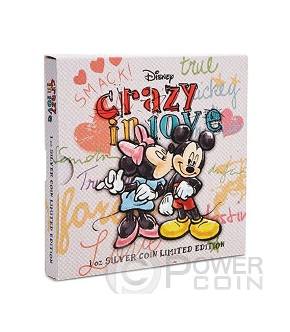 Crazy In Love Mickey Minnie Mouse Love Kissing Disney 1 Oz Silver Proof Coin 2 Niue 2015