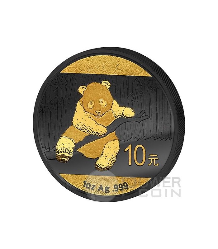 GOLDEN ENIGMA Panda Black Ruthenium 1 Oz Silver Coin 10 Yuan China 2014