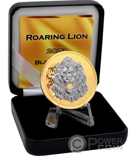 ROARING LION Gilded Background 1 Oz Silver Coin 2$ Niue 2023