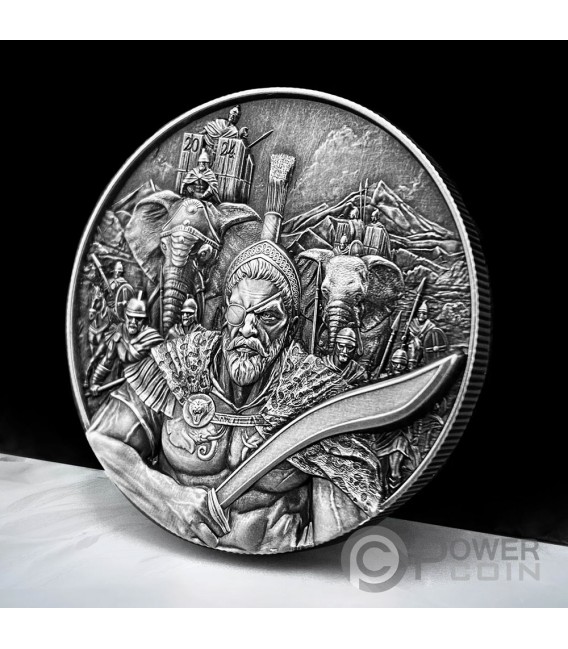 HANNIBAL Masters Of War 2 Oz Silver Coin 10000 Francs Chad 2024    Hannibal Masters Of War 2 Oz Silver Coin 10000 Francs Chad 2024 