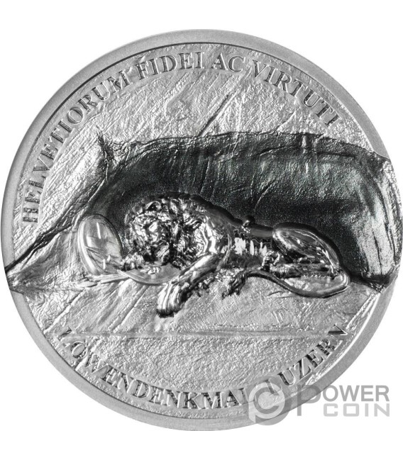 LION MONUMENT Lion Of Lucerne 1 Oz Silver Coin 5 Cook Islands 2024   Lion Monument Lion Of Lucerne 1 Oz Silver Coin 5 Cook Islands 2024 