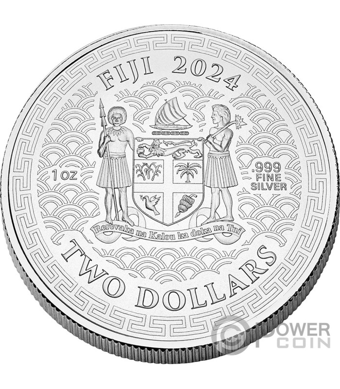 DRAGON Lunar Year 1 Oz Silver Coin 2$ Fiji 2024
