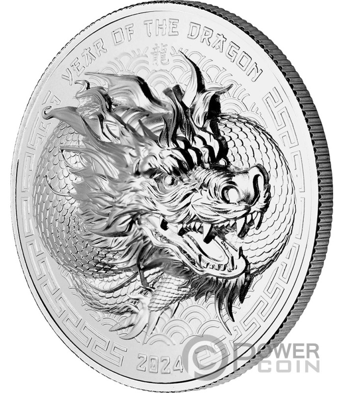 DRAGON Lunar Year 1 Oz Silver Coin 2$ Fiji 2024