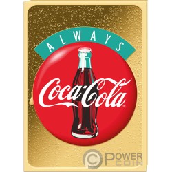 ALWAYS COCA COLA Through the Decades 1/500 Oz Золотая Mонета 3000 франков Чад 2023