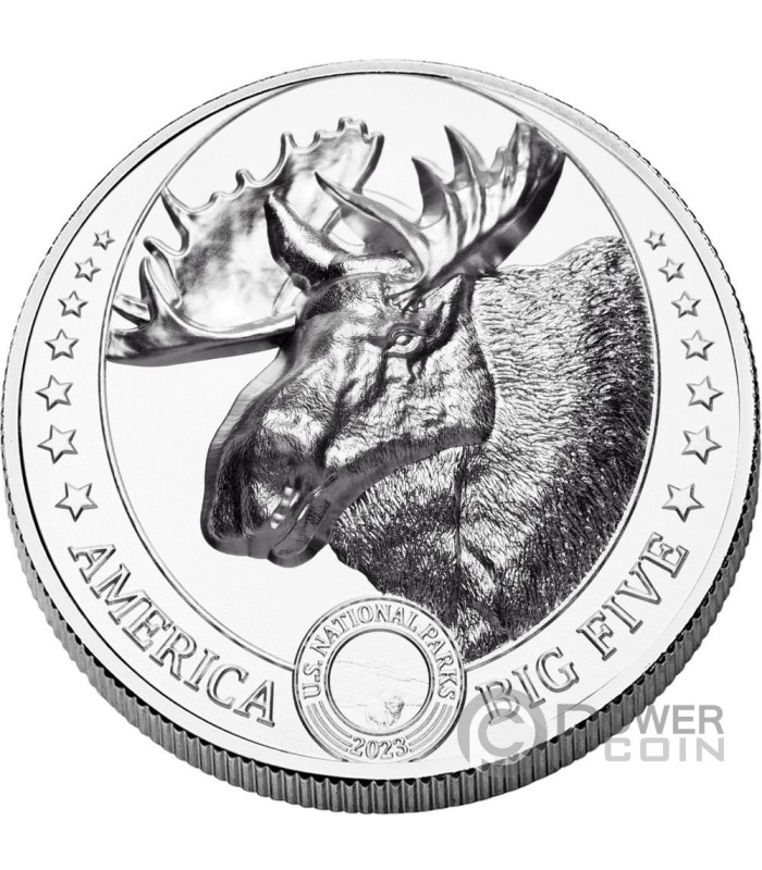 MOOSE America Big Five 1 Oz Silver Coin 2$ Fiji 2023